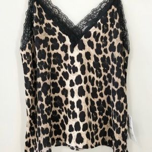 Zara cheetah slip lace tank top 6/$16